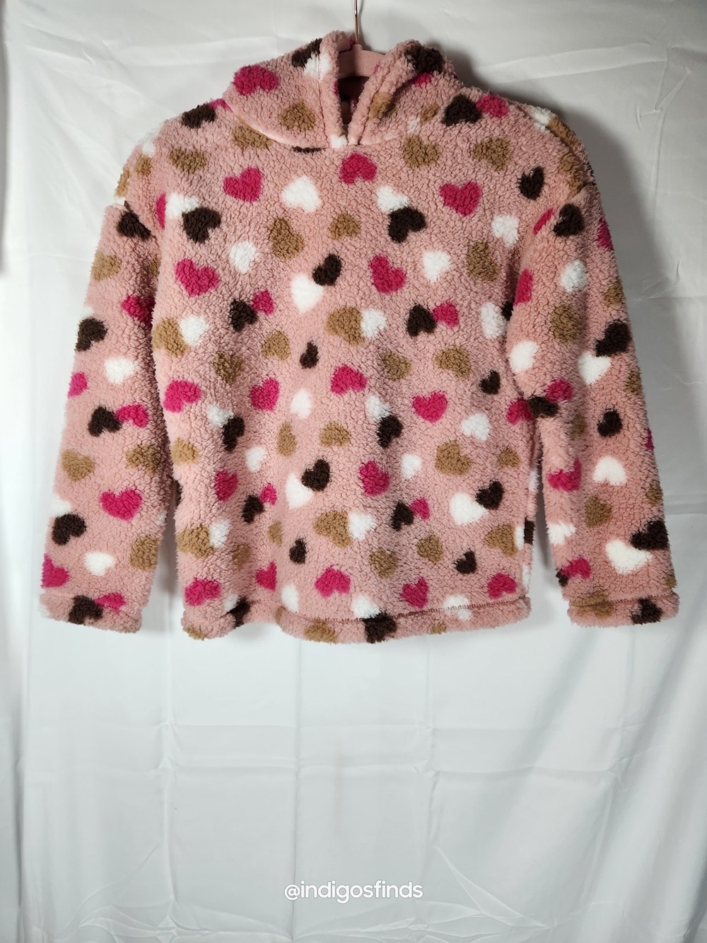 The Children's Place Pink Fuzzy Heart Hoodie Pullover